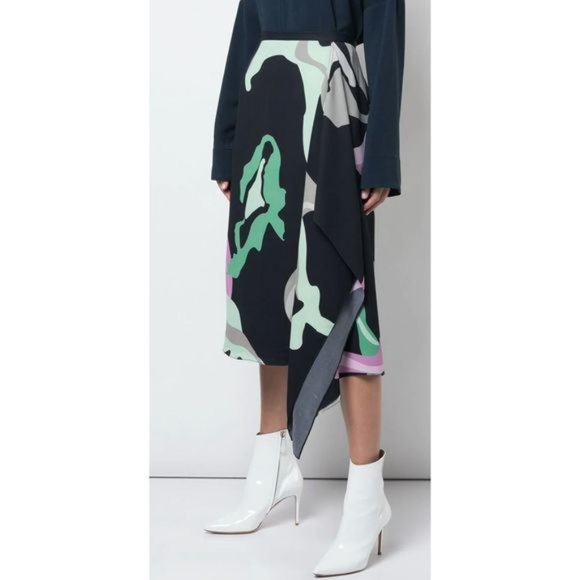 Tibi Dresses & Skirts - TIBI Black Ant Farm Print Assymetrical Skirt